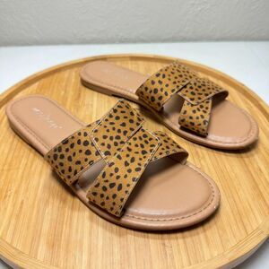 West Loop Cheetah Print Sandal Slides 7/8 M Animal Leopard Light Feminine Resort